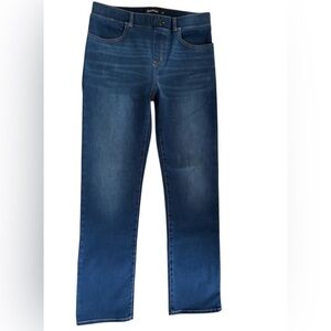 Betabrand Signature Mid-Rise Denim Straight Leg Stretch Jean Sz L Dark Wash